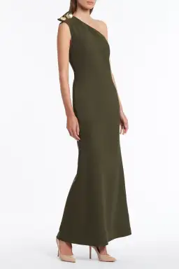 Carla Zampatti Olive Diana Asymmetric Gown Size 6  for rent on The Volte - image 3