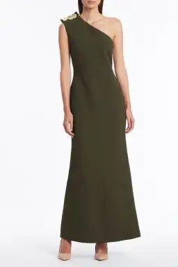 Carla Zampatti Olive Diana Asymmetric Gown Size 6  for rent on The Volte - image 1