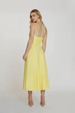By Johnny Penelope Strapless Midi Dress Lemon Size 10  for rent on The Volte - image 2