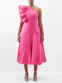 Aje Bonjour Asymmetric Midi Dress Fuchsia Size 16 for rent on The Volte - image 1
