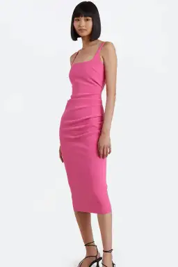 Bec & Bridge Karina Tuck Midi Dress In Bright Fuschia Size 10 for rent on The Volte - image 2
