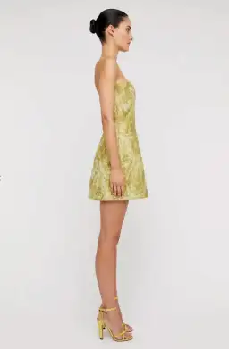 Scanlan Theodore Tinsel Linen Mini Dress Lime Size 10  for rent on The Volte - image 3
