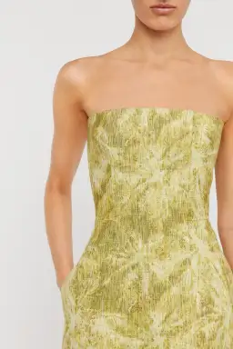 Scanlan Theodore Tinsel Linen Mini Dress Lime Size 10  for rent on The Volte - image 2