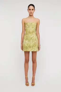 Scanlan Theodore Tinsel Linen Mini Dress Lime Size 10  for rent on The Volte - image 1