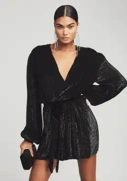 Retrofete Gabrielle Dress Black Sequin Robe Size 8 for rent on The Volte - image 2