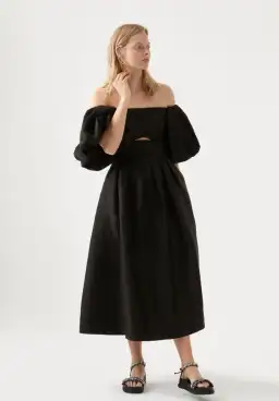 Aje Eugenie Off Shoulder Midi Dress Black Size AU 8 for rent on The Volte - image 1