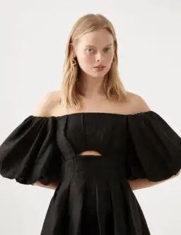 Aje Eugenie Off Shoulder Midi Dress Black Size AU 8 for rent on The Volte - image 2