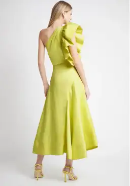 Aje Bonjour Asymmetric Midi Dress Lime Green Size 12 for rent on The Volte - image 3