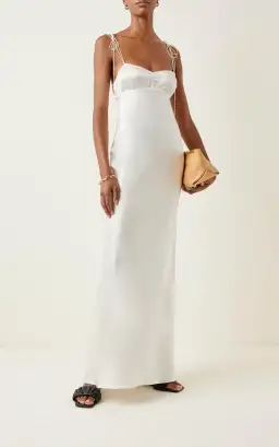 Anna October Paris Open Back Satin Maxi Slip Dress White Size S / Au 8