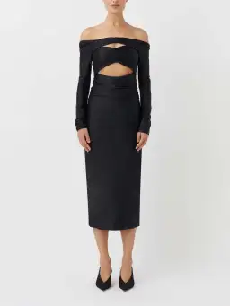 Camilla and Marc Berkley Off Shoulder Midi Dress Black Size 6