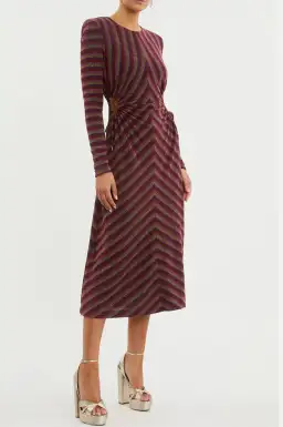 Rebecca Vallance Aisha Midi Dress Multi Stripe Size 10  for rent on The Volte - image 1