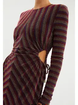 Rebecca Vallance Aisha Midi Dress Multi Stripe Size 10  for rent on The Volte - image 2