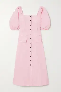 Ganni Cotton-blend Ripstop Midi Dress Pink Size 10  for rent on The Volte - image 2