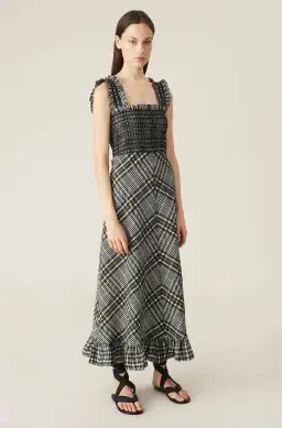 Ganni  Seersucker Check Maxi Dress Print Size 10  for rent on The Volte - image 1