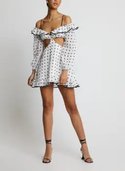 Sofia the Label Maya Cut Out Mini Dress White Polka Size 12 for rent on The Volte - image 4