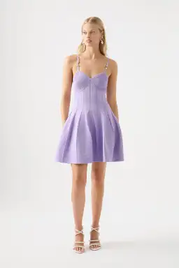 Aje Phaedra Ottoman Bustier Mini Dress Lilac Size M / Au 10