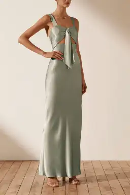 Shona Joy La Lune Bow Tie Maxi Dress in Sage Size 6