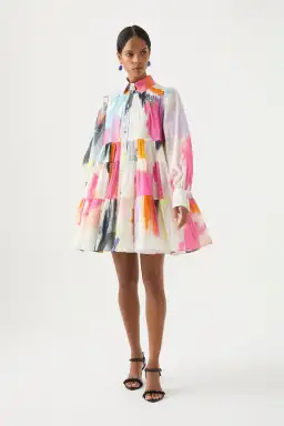 Aje Vie Smock Dress Multi Size 14