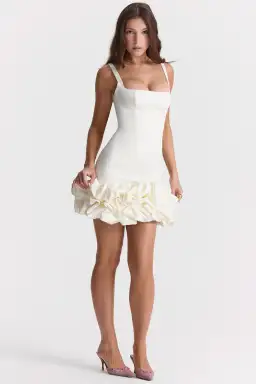 House Of CB Lilou Ivory Ruffle Hem Dress Size M / Au 10 for rent on The Volte - image 2