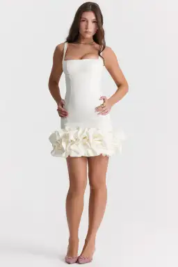 House Of CB Lilou Ivory Ruffle Hem Dress Size M / Au 10 for rent on The Volte - image 1
