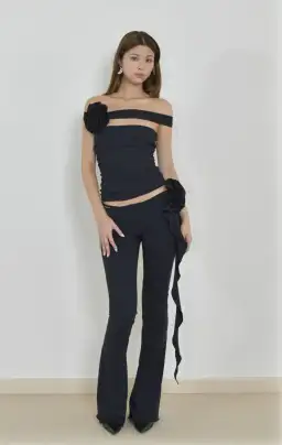 Fanci Club The Rose Tube Top and The Gun Pants Set Black Size S/AU 8 for rent on The Volte - image 1