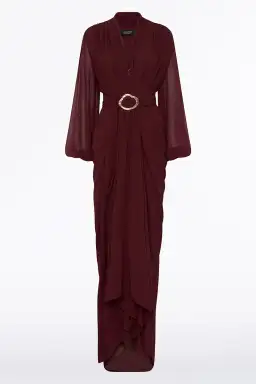 Carla Zampatti Merlot Georgette Waterfall Dress Size 14 for rent on The Volte - image 4