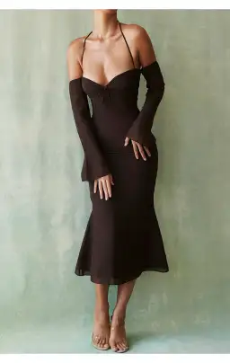 House of CB Naomi Halter Midi Dress Brown Size S / Au 8 for rent on The Volte - image 1