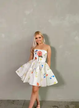 Leo Lin The Fields Embroidered Bustier Mini Dress White Size 8 for rent on The Volte - image 2