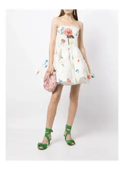 Leo Lin The Fields Embroidered Bustier Mini Dress White Size 8 for rent on The Volte - image 1
