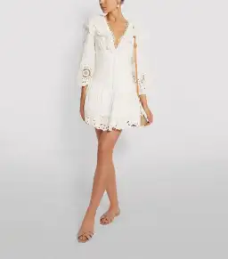  Zimmermann Bellitude Scallop Mini Dress in White Size 0 / Au 8 for rent on The Volte - image 1
