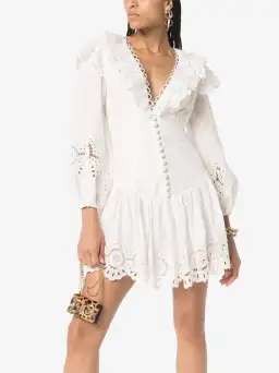  Zimmermann Bellitude Scallop Mini Dress in White Size 0 / Au 8 for rent on The Volte - image 2