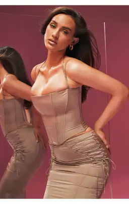 House of CB Chantelle Satin Corset & Sidonie Skirt Set Latte Size M / Au 10 for rent on The Volte - image 5