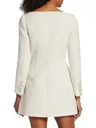 Self-portrait Double-breasted Bouclé Mini Dress Cream Size 10 for rent on The Volte - image 2