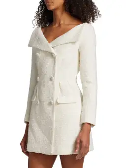 Self-portrait Double-breasted Bouclé Mini Dress Cream Size 10 for rent on The Volte - image 3