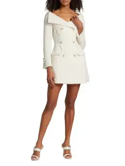 Self-portrait Double-breasted Bouclé Mini Dress Cream Size 10 for rent on The Volte - image 1