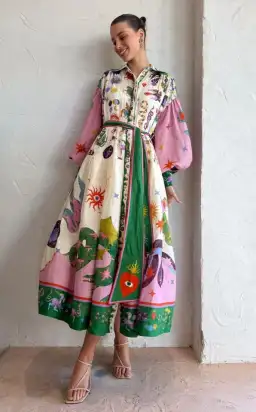 Alemais Seeker Shirt Dress Multi Size Size AU 8