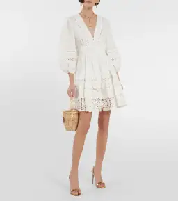 Zimmermann Devi Spliced Billow Mini Dress Ivory Size 3 / Au 14