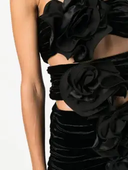 Magda Butrym Strapless Velvet Bandage Rosette Mini Dress Black Size 8 for rent on The Volte - image 5