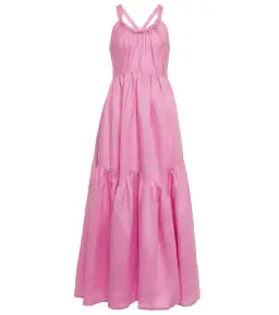 Lee Matthews Ali Linen Maxi Dress Pink Size 4 for rent on The Volte - image 4