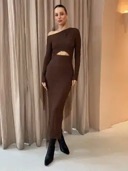 Sovere Overcast Midi Dress In Carob Size 12 / L for rent on The Volte - image 1