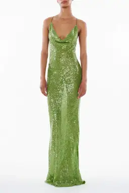 Rat and Boa Gaia Dress Green Sequin Size XXS/AU 6