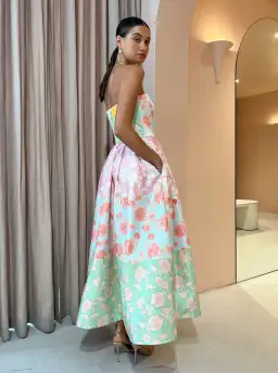 Leo Lin Ana Halterneck Maxi Dress in Anaemone Splice Print Size 8 for rent on The Volte - image 2