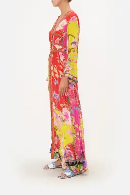 Camilla The Beetles Kimono Sleeve Dress With Shirring Detail & Matching Camilla Ring Scarf Clutch Floral Size XL/AU16 for rent on The Volte - image 3