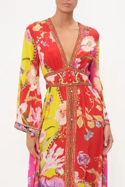 Camilla The Beetles Kimono Sleeve Dress With Shirring Detail & Matching Camilla Ring Scarf Clutch Floral Size XL/AU16 for rent on The Volte - image 4