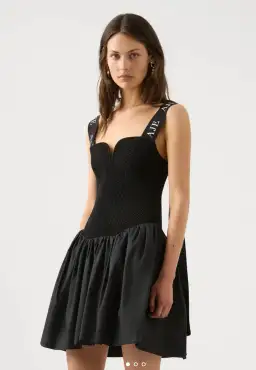 Aje Mira Logo Strap Tulip Mini Dress Black Size XL / Au 14 for rent on The Volte - image 2