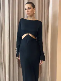 Bec & Bridge Diamond Days Long Sleeve Maxi Dress in Black Size 10 / M for rent on The Volte - image 3