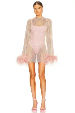Santa Brands Feathers Mini Dress Blush One Size 