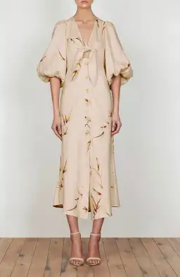 Shona joy Sundance Tie Front Linen Midi Dress Print Size 10 for rent on The Volte - image 1