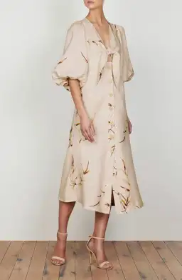 Shona joy Sundance Tie Front Linen Midi Dress Print Size 10 for rent on The Volte - image 2