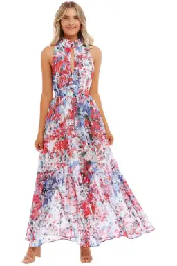 Sofia Irina Halter Gown Spring Flora Multi Print Size 12 for rent on The Volte - image 1